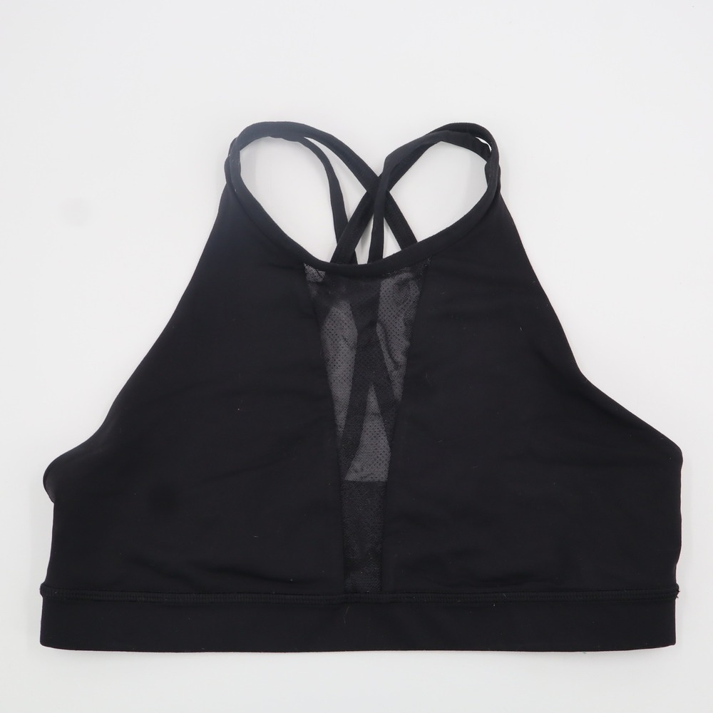 Lululemon Black High Neck‎ Mesh Front Strappy Back Sports Bra Size 8 LW2AX8S